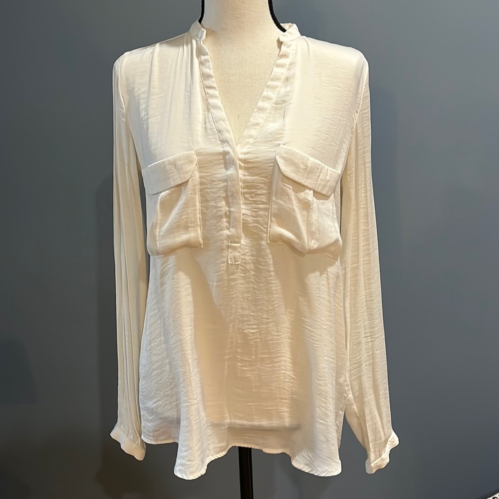 Zara off white sateen blouse